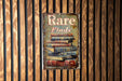 a sign on a wooden wall that says rare finds