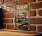a sign on a brick wall that says rare finds