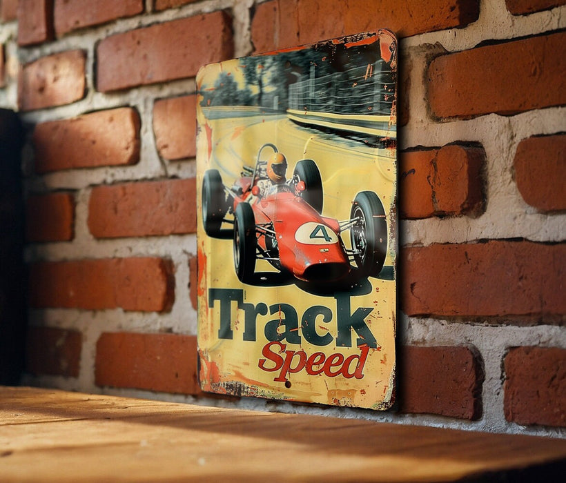 a picture of a race car on a brick wall