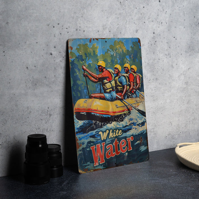 a picture of a man on a raft in the water