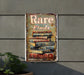 a metal sign that says rare finds on it