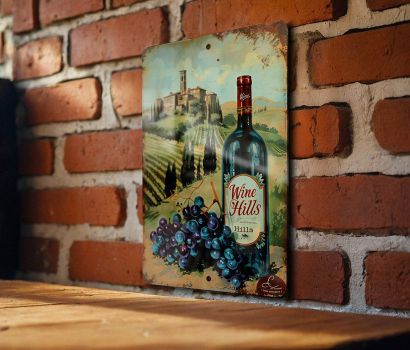 a painting of a bottle of wine on a brick wall