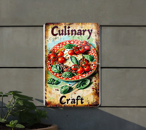 a sign on the side of a building that says culinary craft
