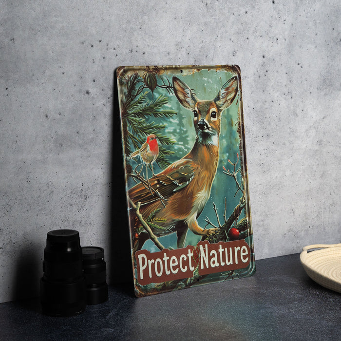 a picture of a deer and a bird on a table