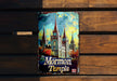 a sign on a wooden bench that says mormon temple