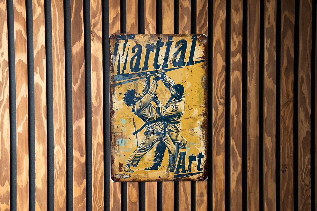 a sign on a wooden wall that says martial art