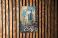 a sign on a wooden wall that says windy city