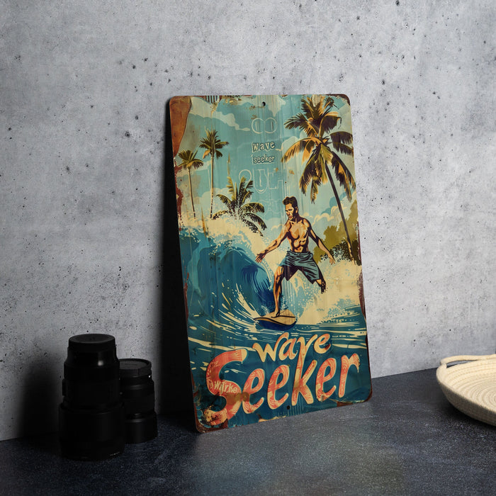 a painting of a man surfing on a surfboard