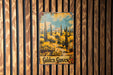a picture of a painting on a wooden wall