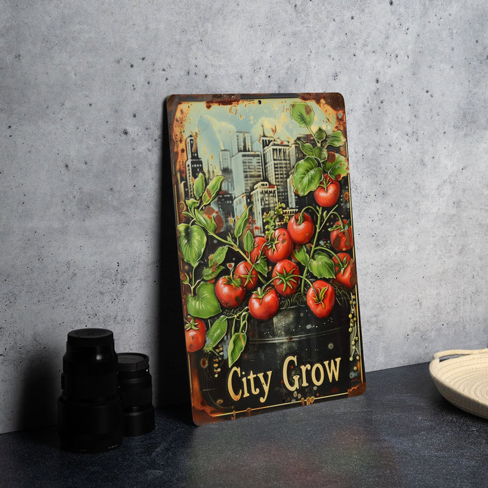 a picture of a city grow sign on a table