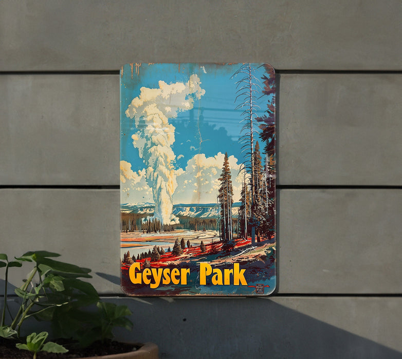 a picture of a geyser park on a wall