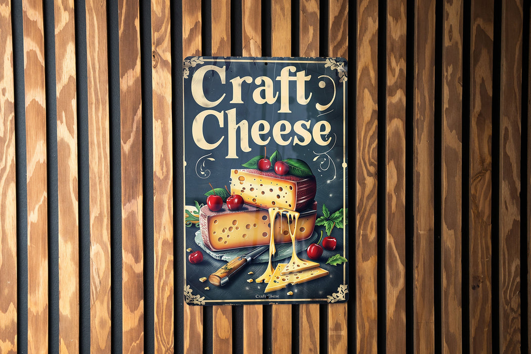 a sign on a wooden wall that says craft cheese