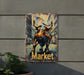 a metal sign with a bull painted on it