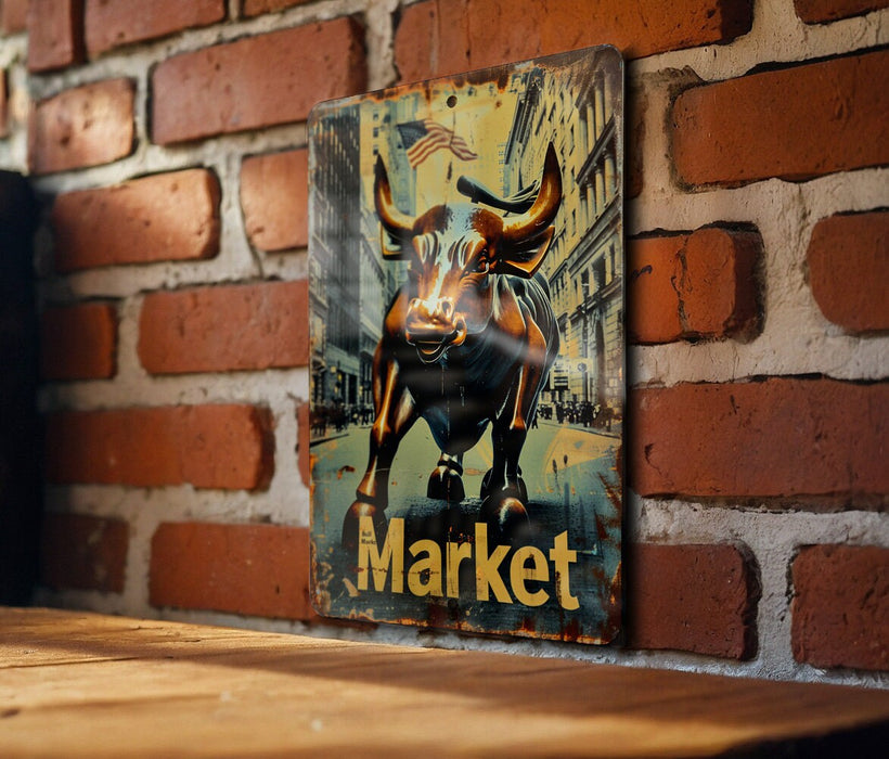 a picture of a bull on a brick wall
