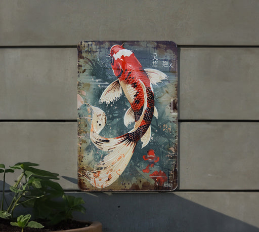 a painting of a koi fish on the side of a building