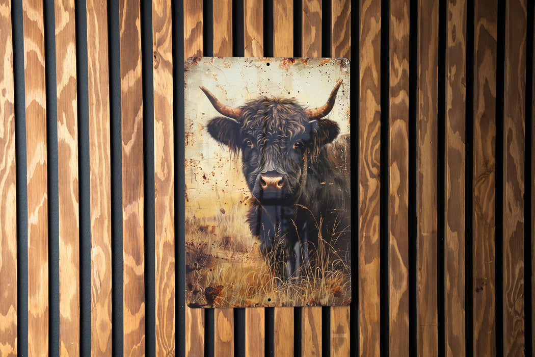 a picture of a bull on a wooden wall