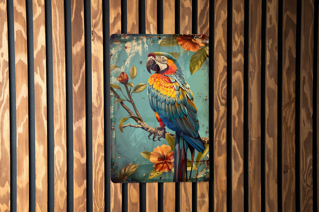 a colorful parrot sitting on a branch of a tree