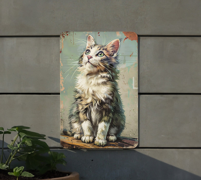 a painting of a cat on a wall