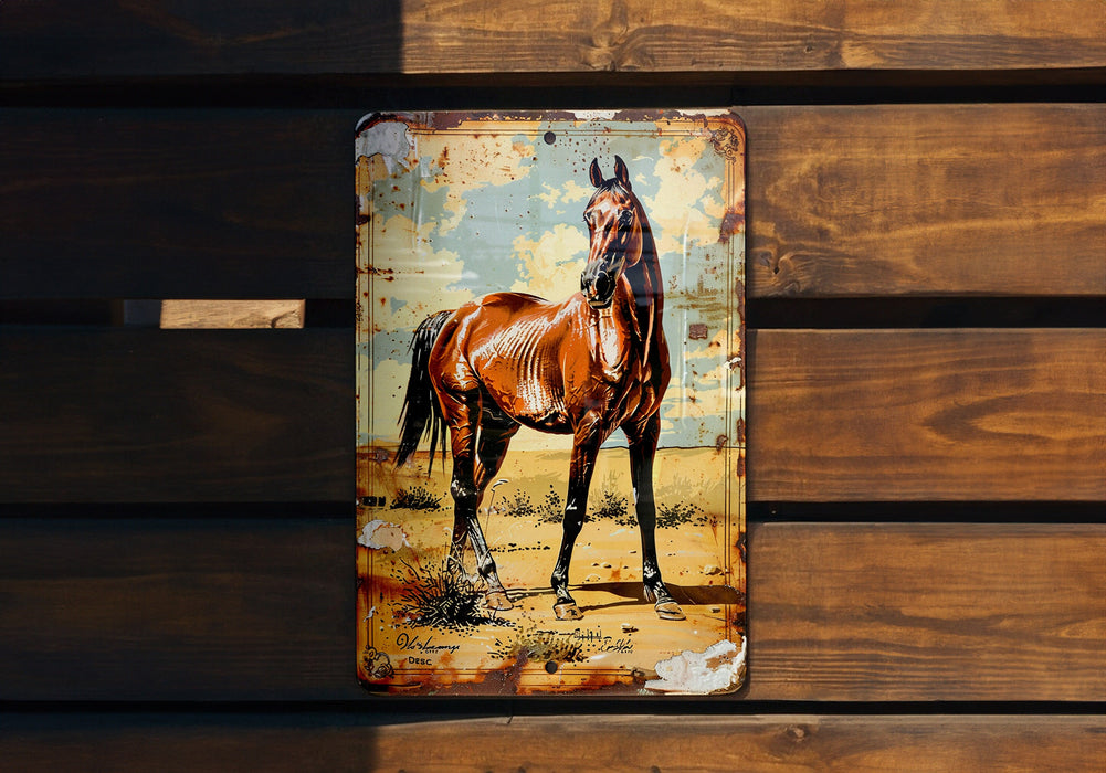 a painting of a horse on a wooden wall