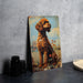 a painting of a dog sitting on a table
