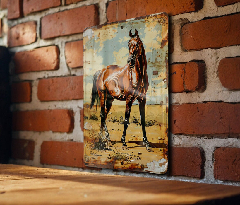 a picture of a horse on a brick wall