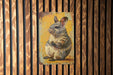 a painting of a rabbit on a wooden wall