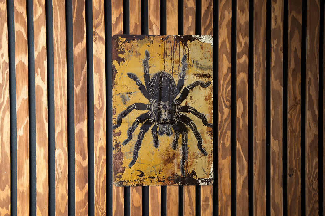 a picture of a spider on a wooden wall