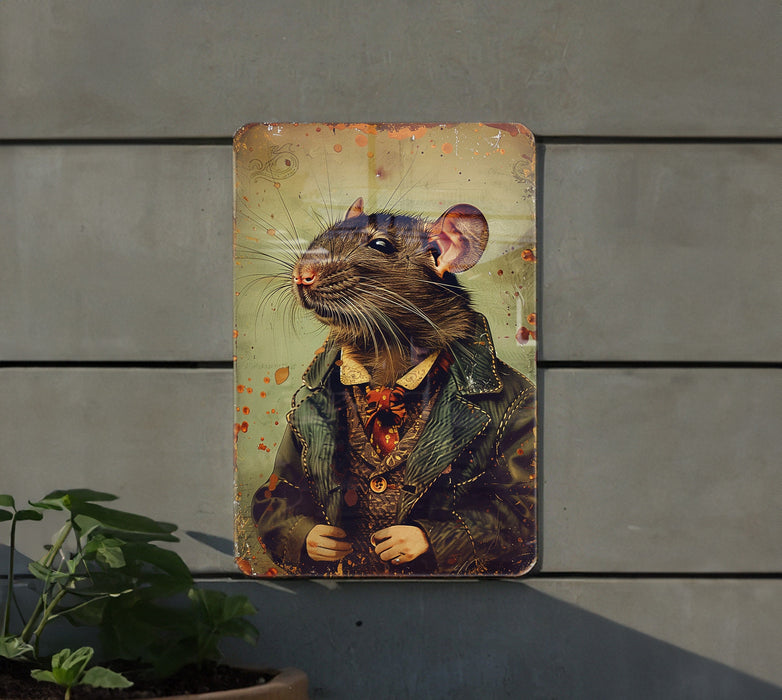 a painting of a rat wearing a leather jacket