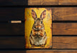 a picture of a rabbit on a yellow background