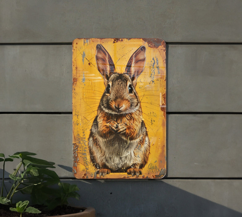 a picture of a rabbit on a yellow background