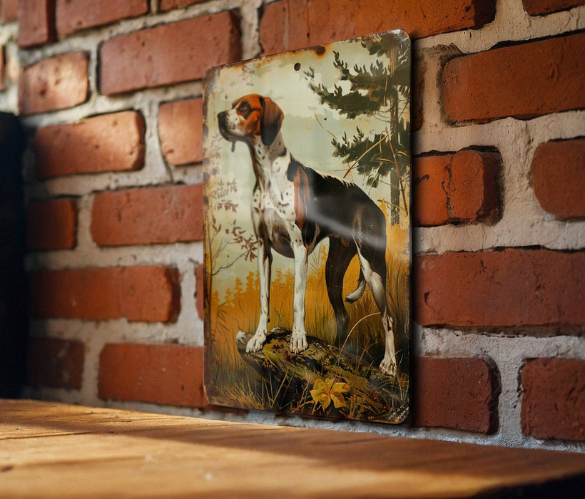 a picture of a dog on a brick wall