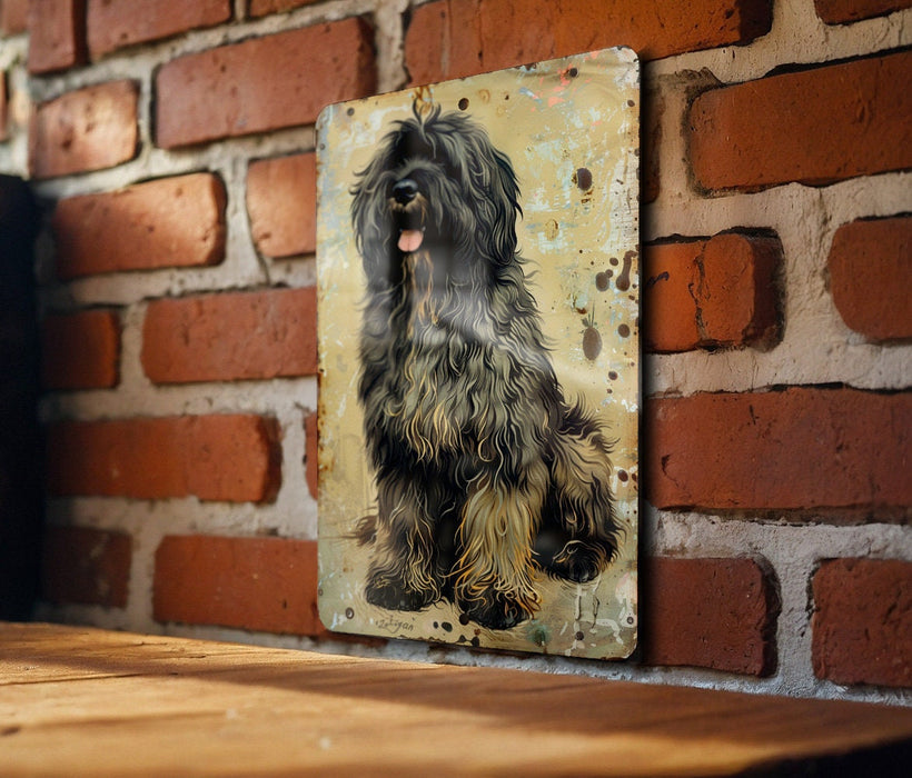 a painting of a dog on a brick wall