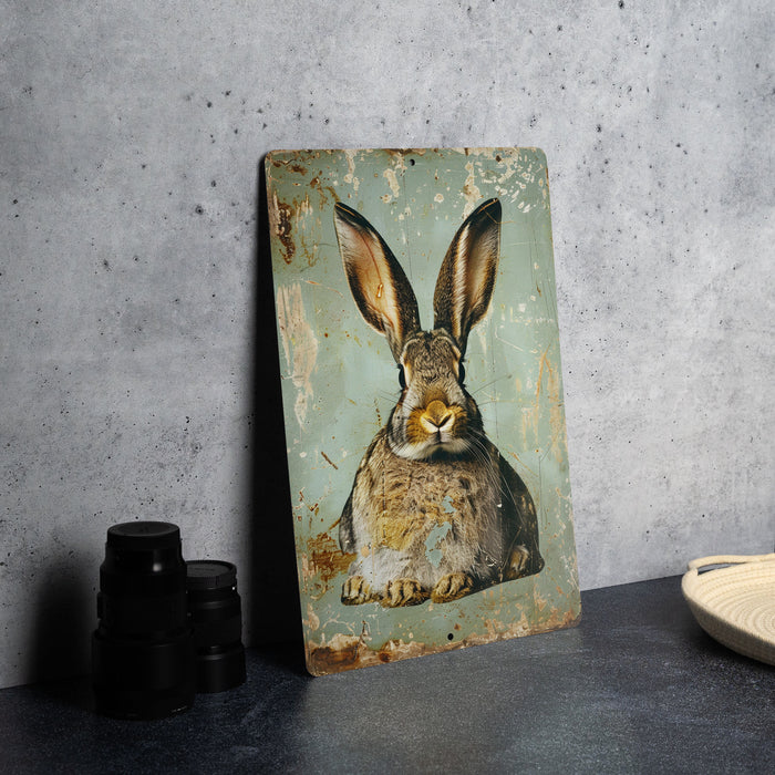 a painting of a rabbit on a blue background