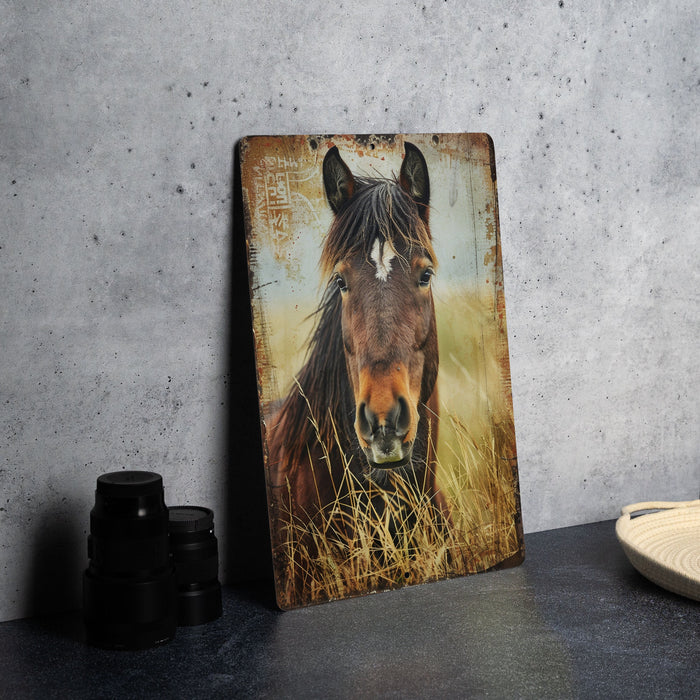 a picture of a horse is on a table