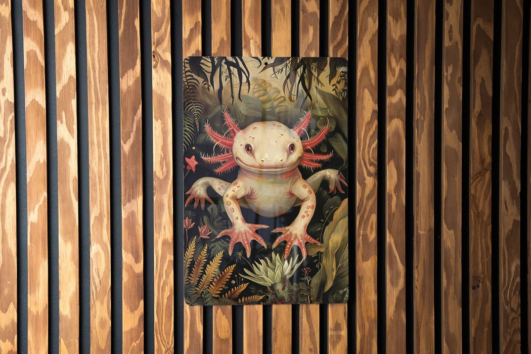 a picture of a frog on a wooden wall