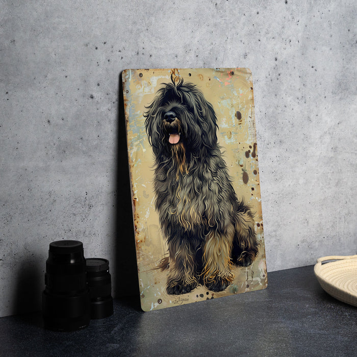 a black and brown dog sitting on top of a table