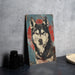 a painting of a dog is on a table