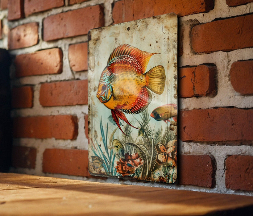 a picture of a fish on a brick wall