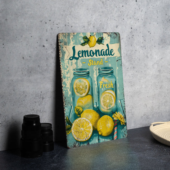 a picture of a lemonade sign on a table
