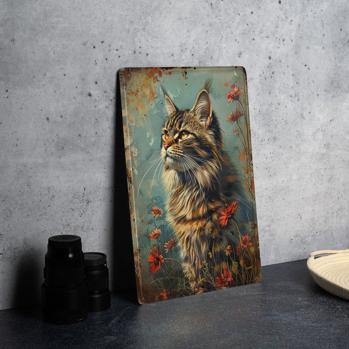 a painting of a cat sitting on a table