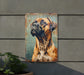 a painting of a dog on a wall