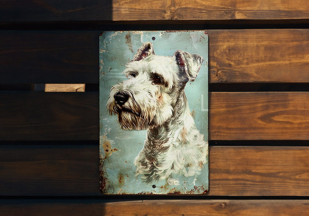 a painting of a dog on a wooden wall