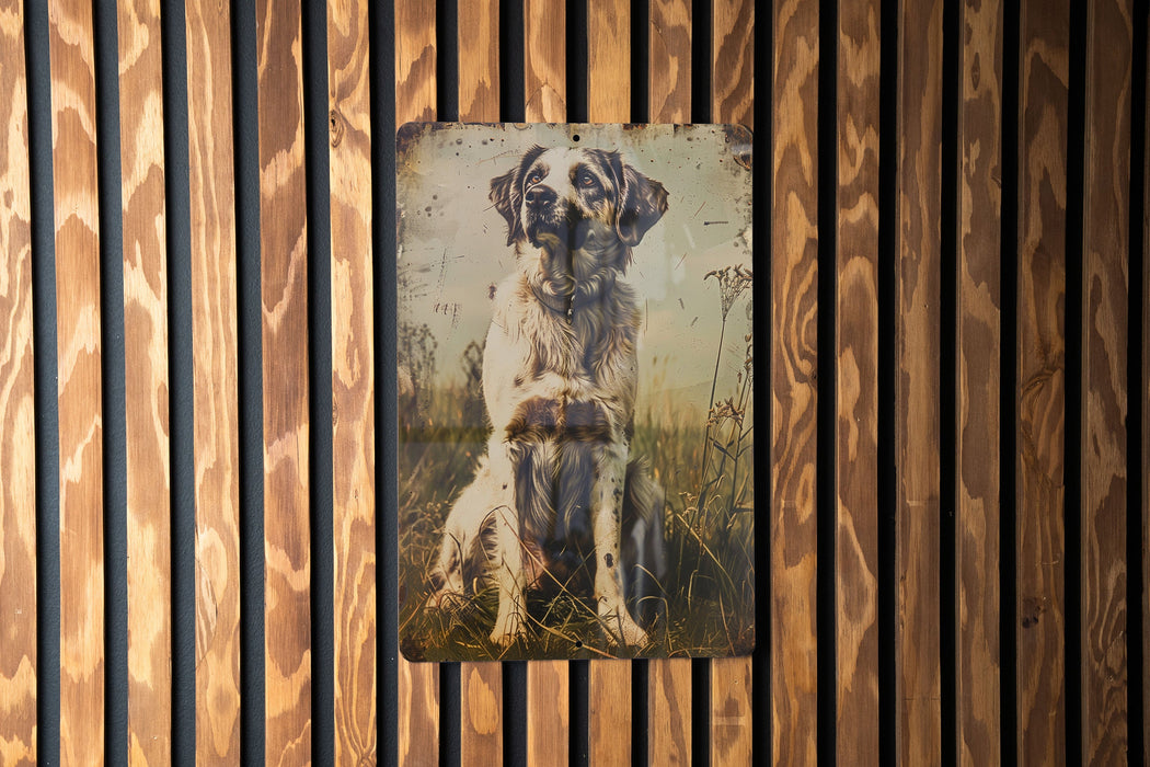 a picture of a dog on a wooden wall