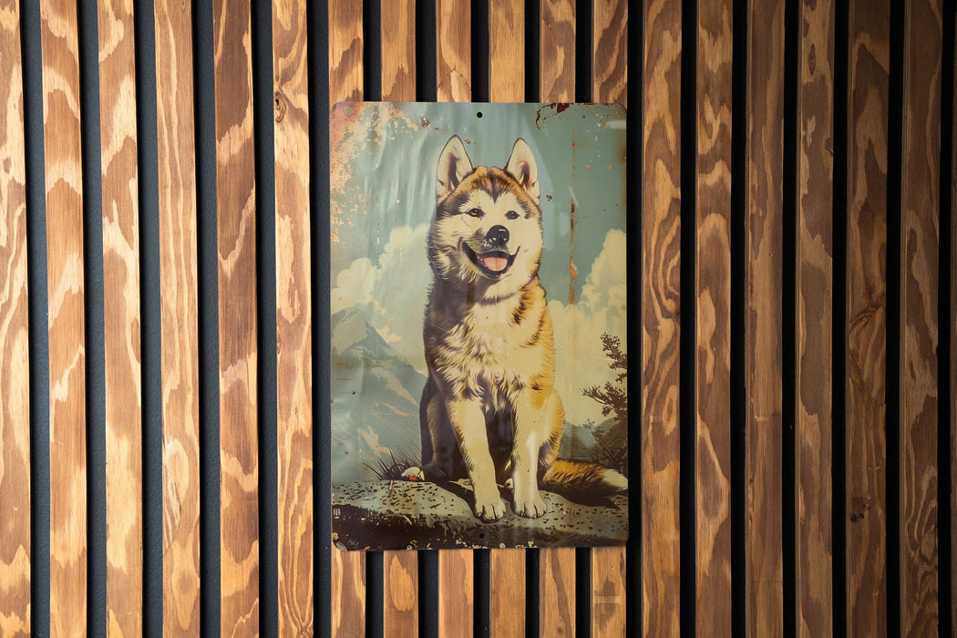 a picture of a dog on a wooden wall