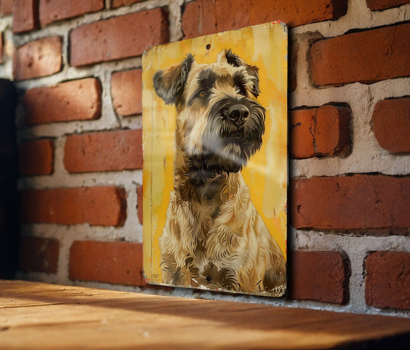 a painting of a dog on a brick wall
