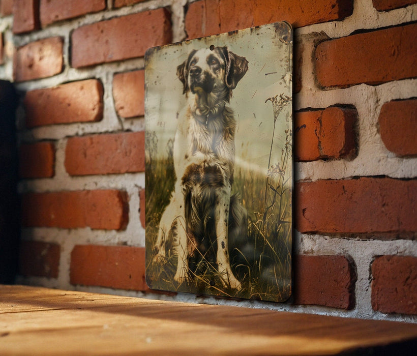 a picture of a dog on a brick wall