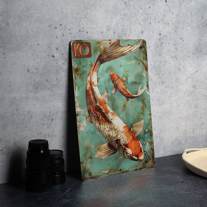 a painting of a koi fish on a wall