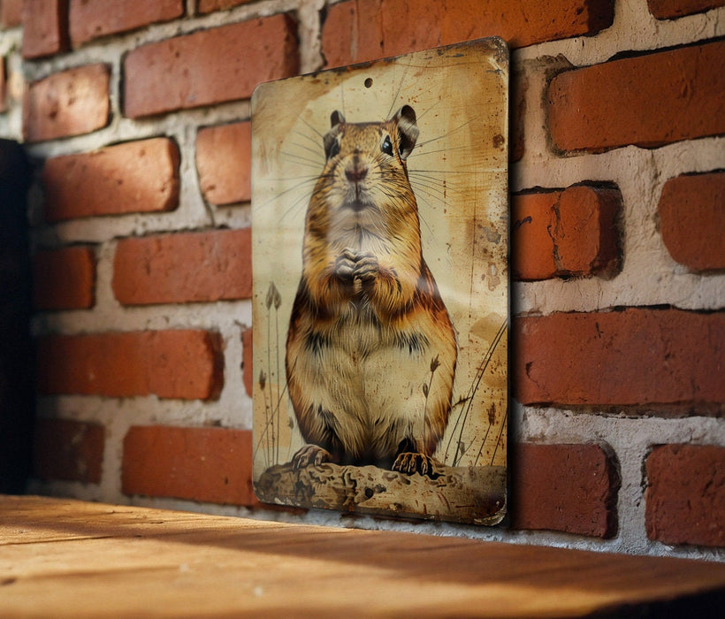 a picture of a rodent on a brick wall