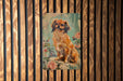 a painting of a dog and a cat on a wooden wall