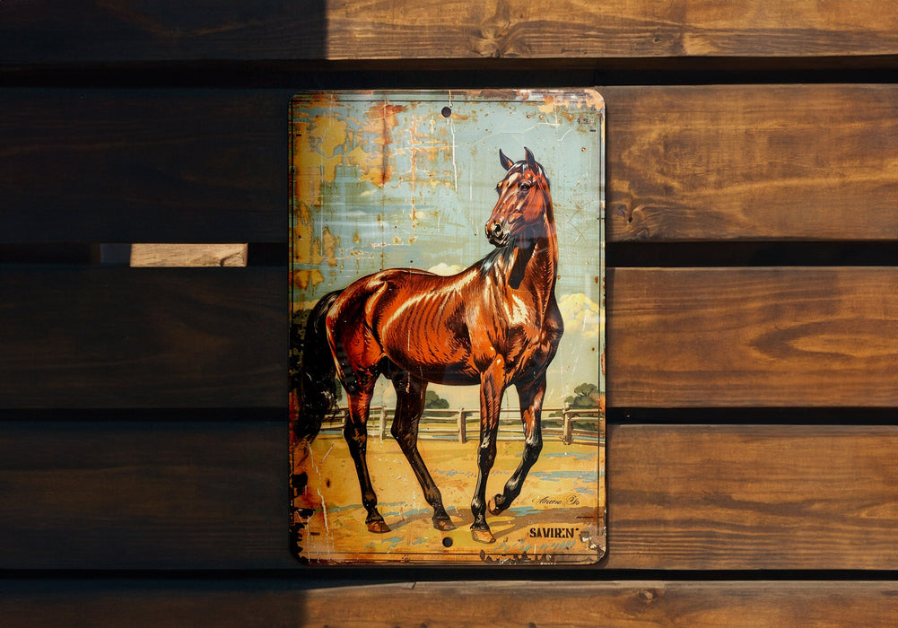a picture of a horse on a wooden surface